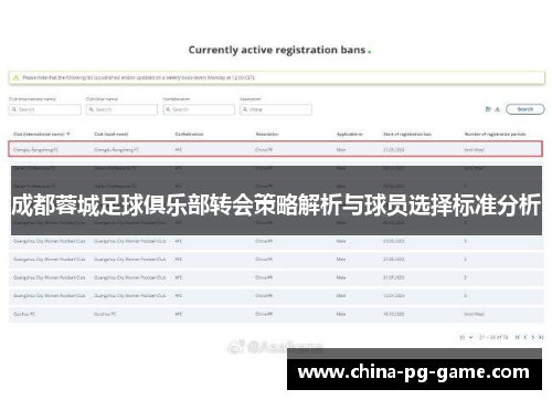成都蓉城足球俱乐部转会策略解析与球员选择标准分析